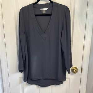 Elegant Charcoal V-Neck Blouse